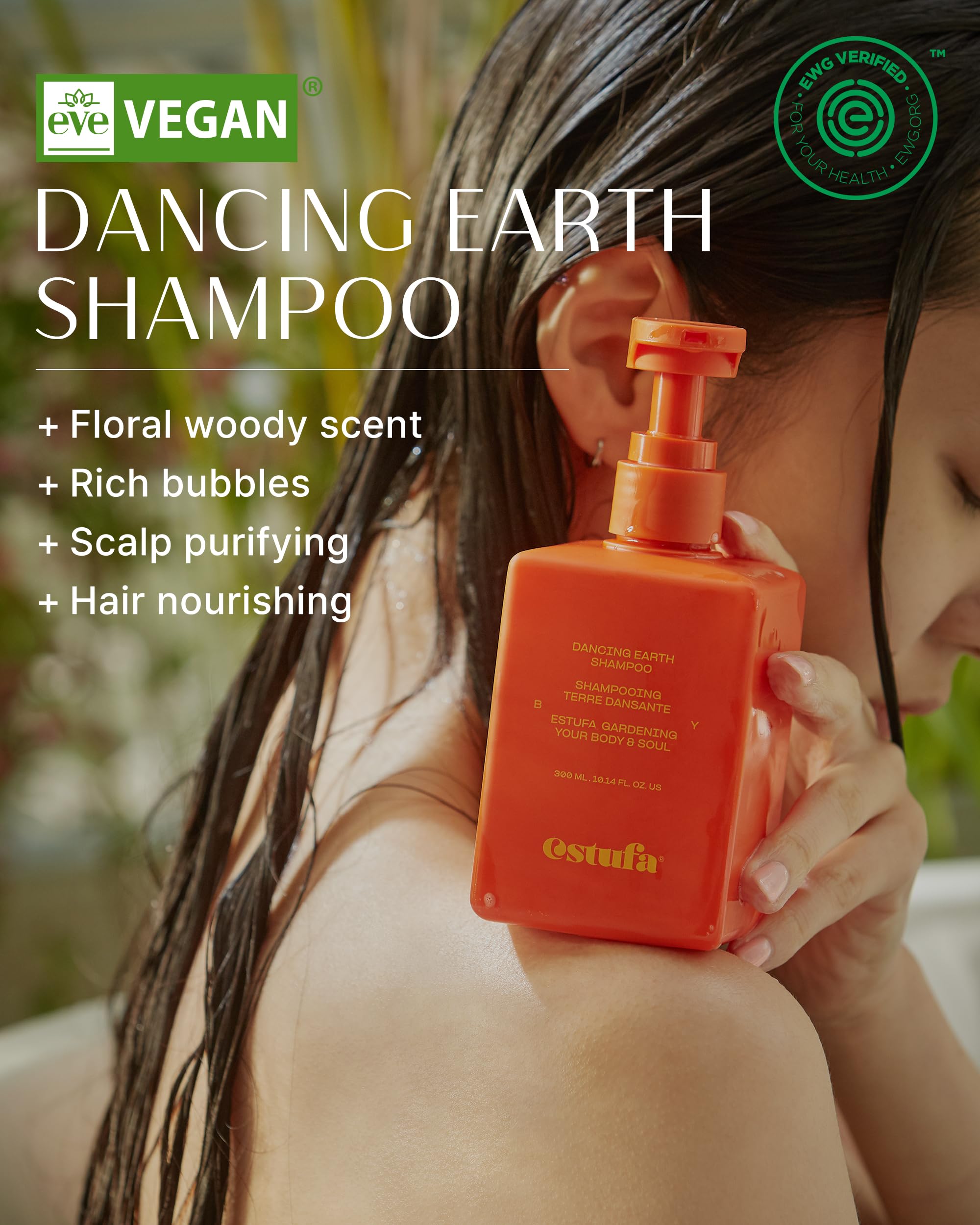 ESTUFA Dancing Earth Shampoo – Vegan, Silicone-Free for Scalp Purification & Hydration (10.1 fl oz)