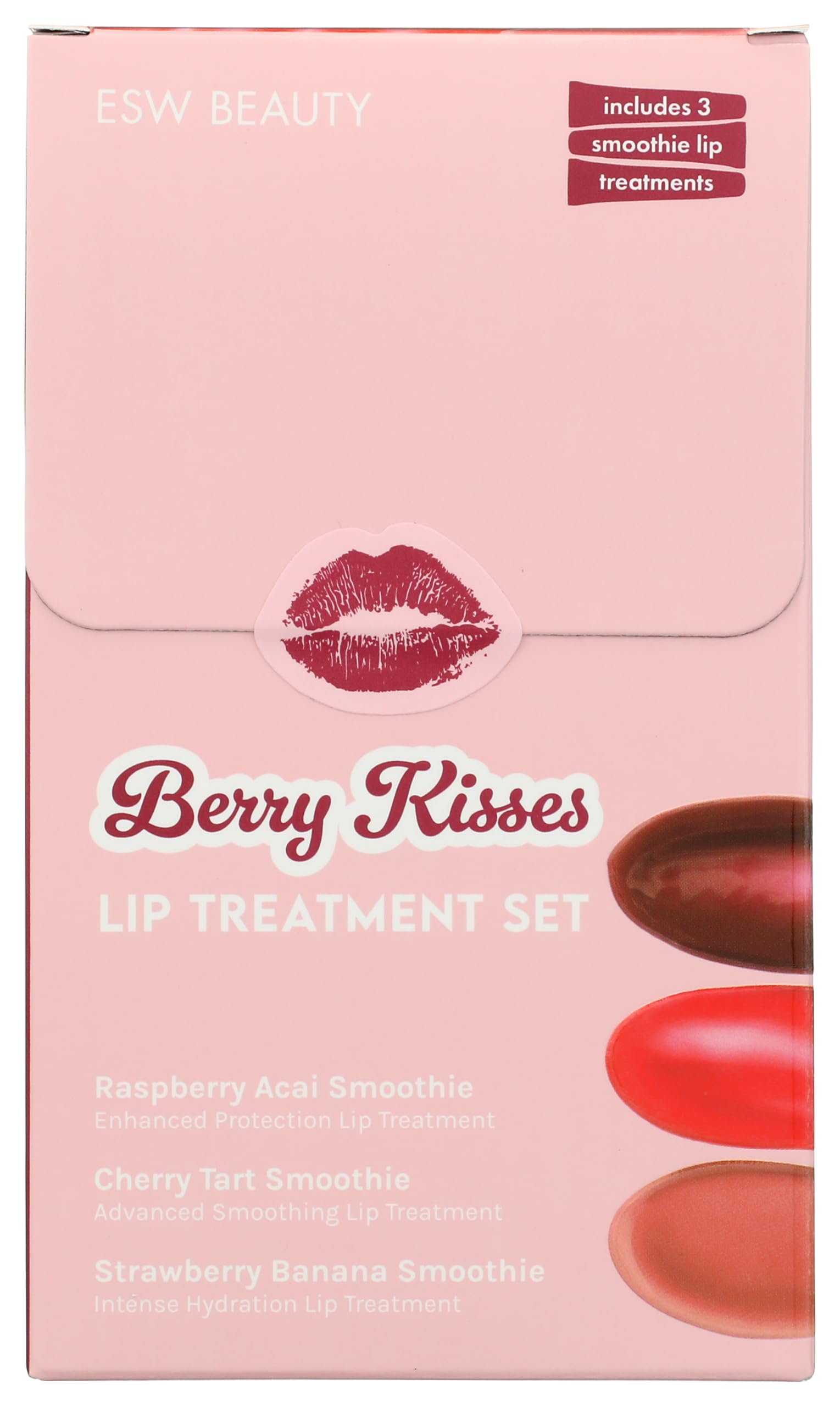 ESW Beauty Berry Kisses Lip Treatment Set – Raspberry Acai, Cherry Tart & Strawberry Banana