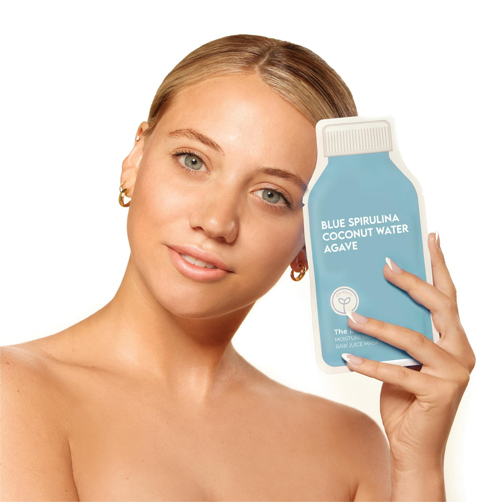 ESW Beauty The Blue Dream – Moisture Repair Raw Juice Face Mask (6-Pack) | Hydration with Blue Spirulina, Coconut Water & Agave