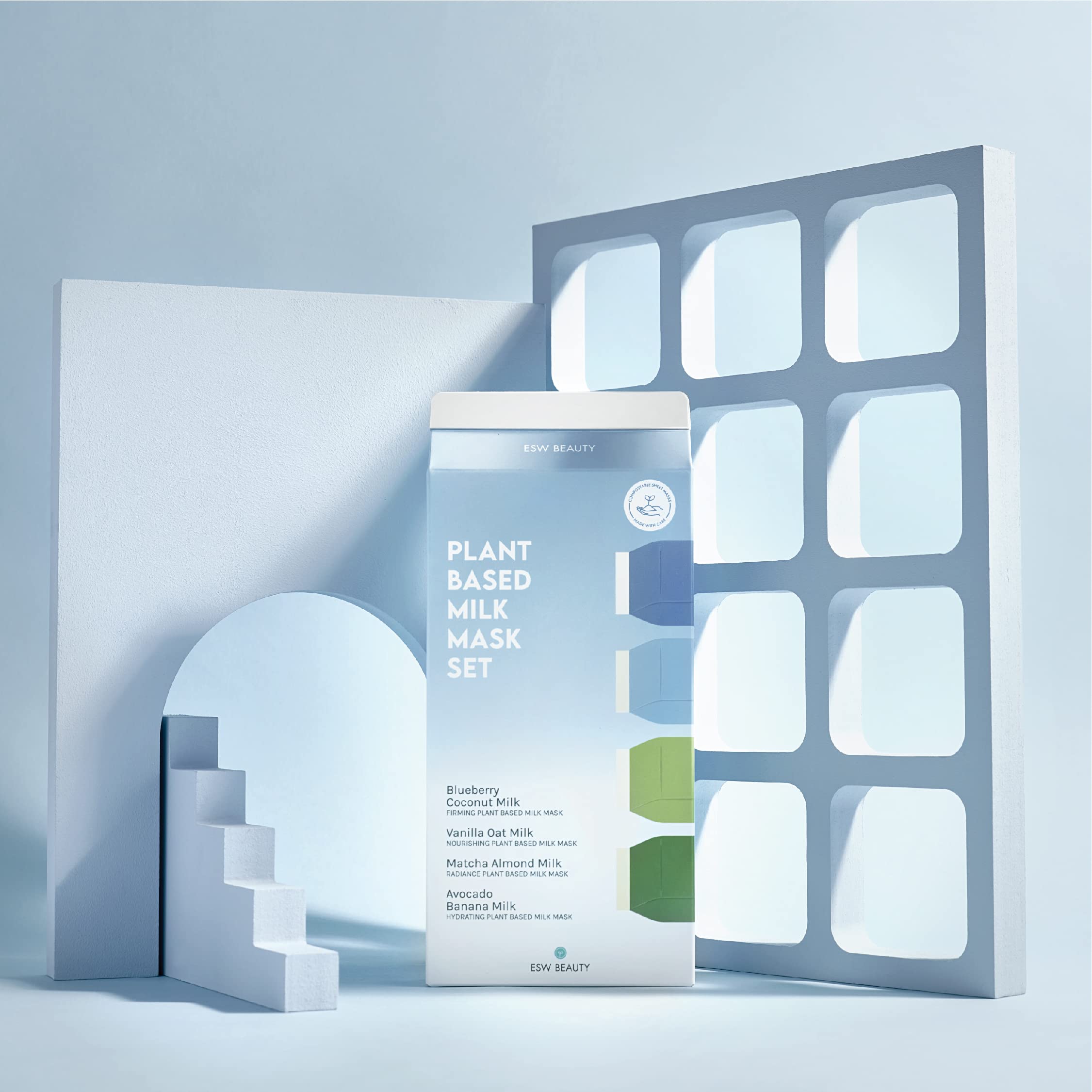 ESW Beauty Plant-Based Milk Face Masks – 8-Pack Hydrating Skincare