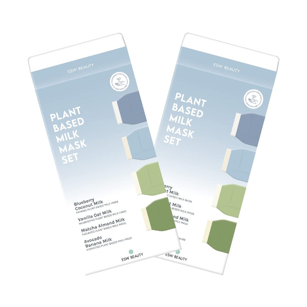ESW Beauty Plant-Based Milk Face Masks – 8-Pack Hydrating Skincare