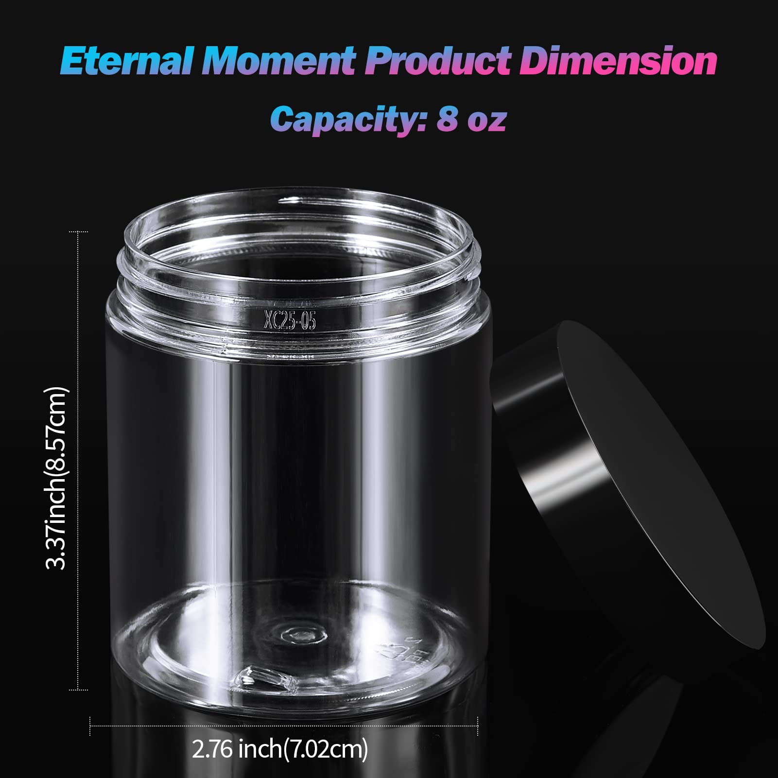 Eternal Moment 48 Pack 8oz Clear Jars with Lids – BPA-Free Plastic Cosmetic Containers