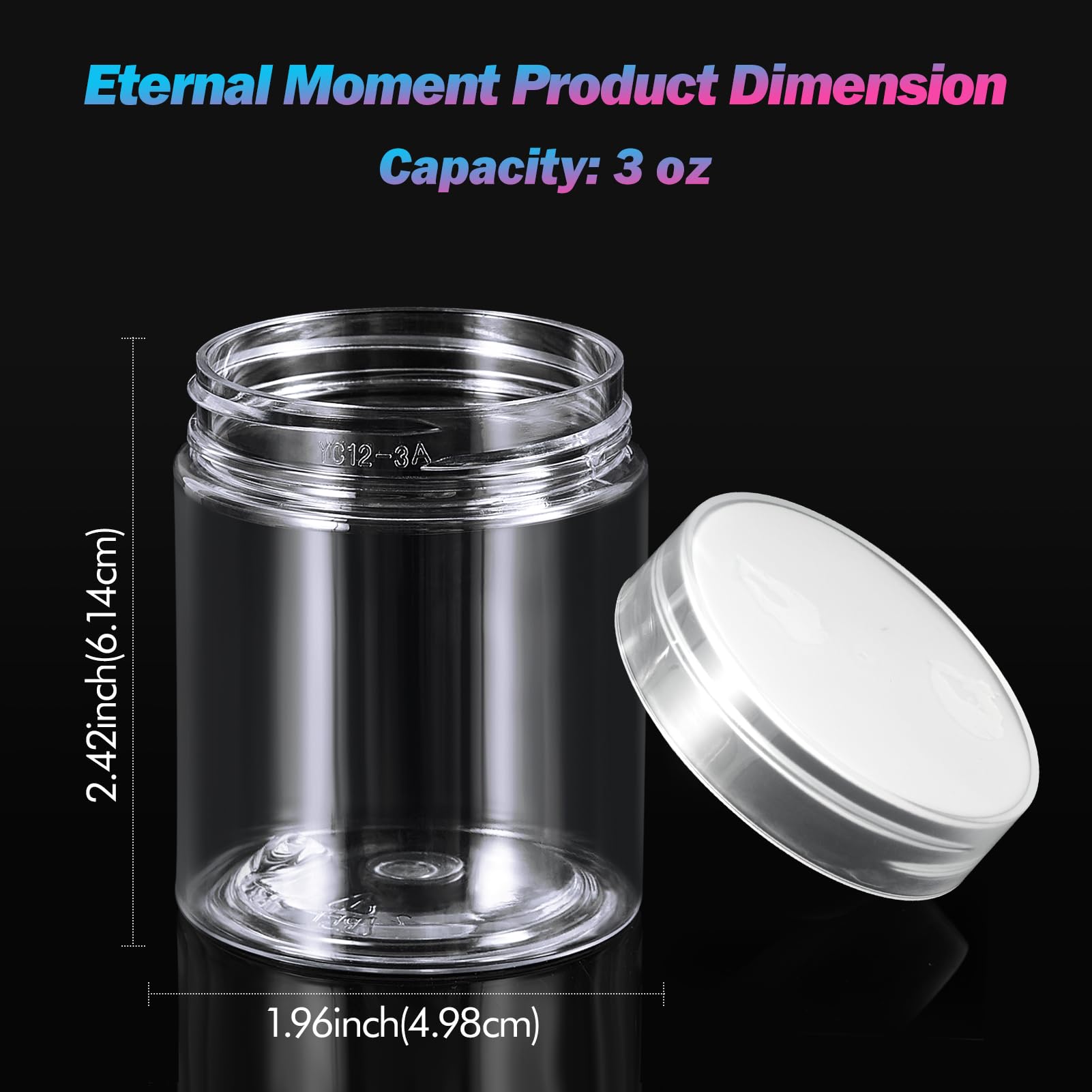 Eternal Moment 36 Pack 3oz Round Clear Plastic Jars with Clear Lids – Cosmetic Containers for Lotion, Slime & Travel