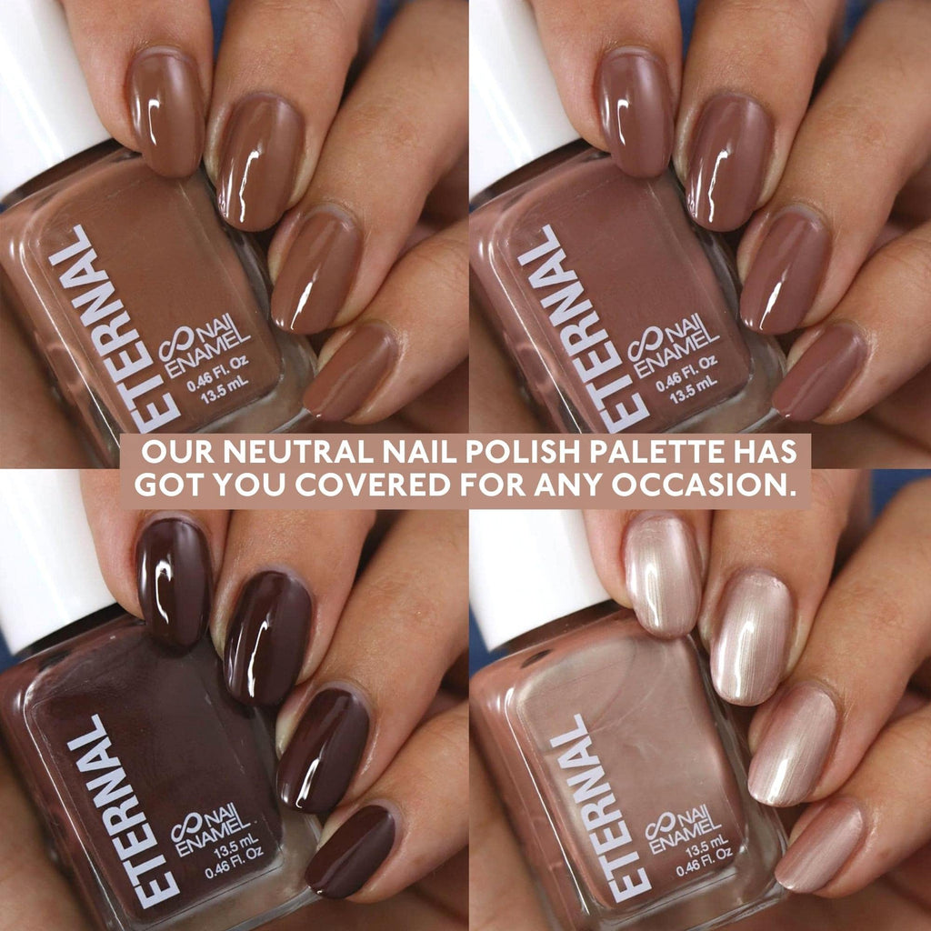 Eternal Nude Nail Polish Set – Dark Nudes, 4 Brown Shades, 13.5mL Each, Non-Toxic & Quick-Dry, Made in USA