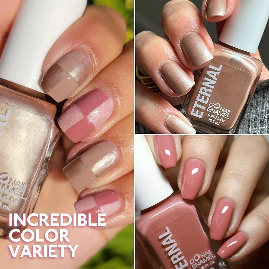 ETERNAL Nude Nail Polish Set for Women (NUDE ROSE GOLD) – 4-Piece Quick-Dry, Long-Lasting, Made in USA