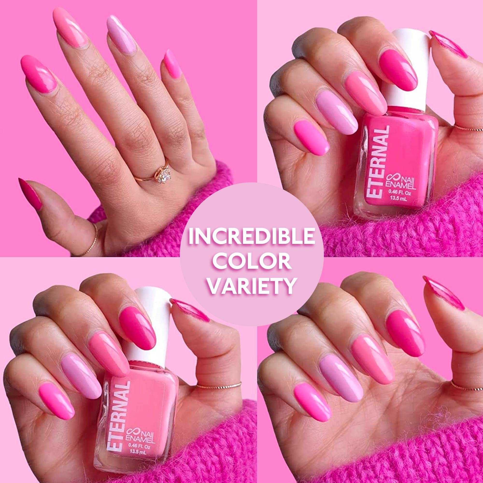 Eternal Pink Nail Polish Set – 5 Pastel Shades, Fast-Dry & Long-Lasting, Made in the USA