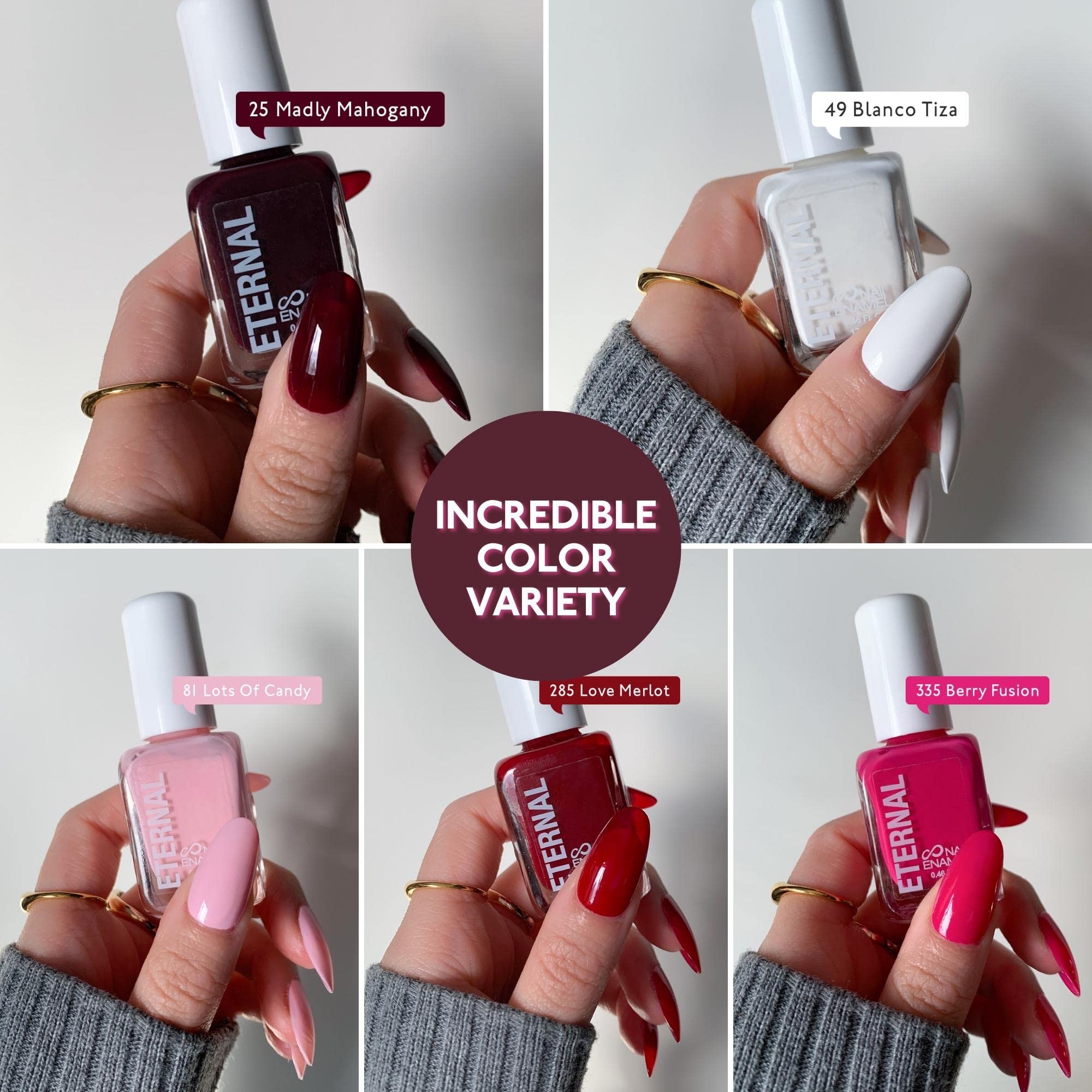 Eternal Rose All Day Nail Polish Set – 5-Piece Non-Toxic, Made in USA, 13.5mL Each