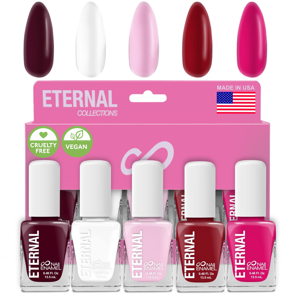 Eternal Rose All Day Nail Polish Set – 5-Piece Non-Toxic, Made in USA, 13.5mL Each