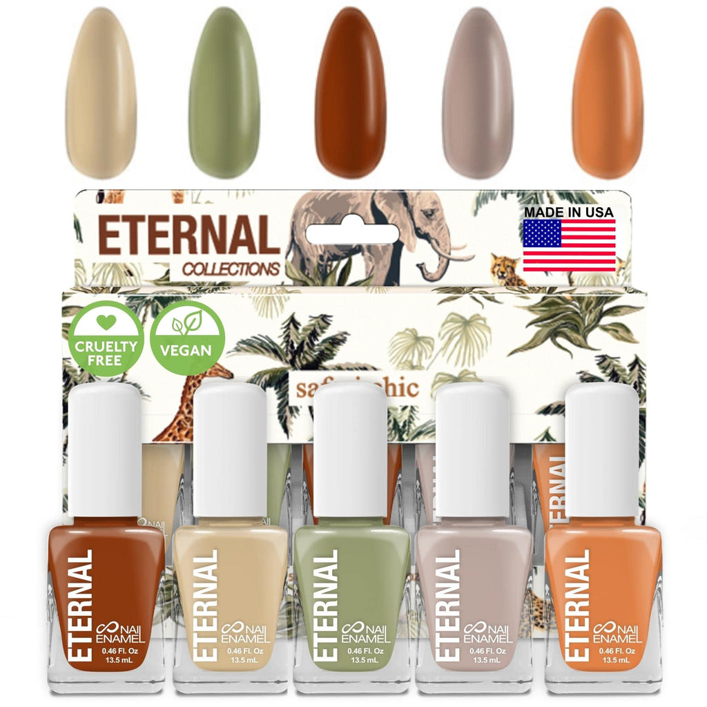 Eternal Safari Nail Polish Set – 5x 13.5mL, Quick Dry, Non-Toxic, Made in USA