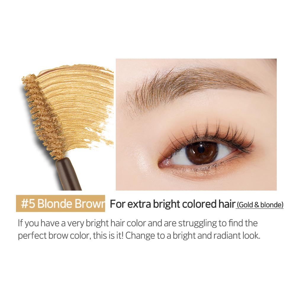 ETUDE Color My Brows Brow Mascara – 3D Natural Color, Beeswax & Carnauba, Blondie Brown (0.152 fl oz)