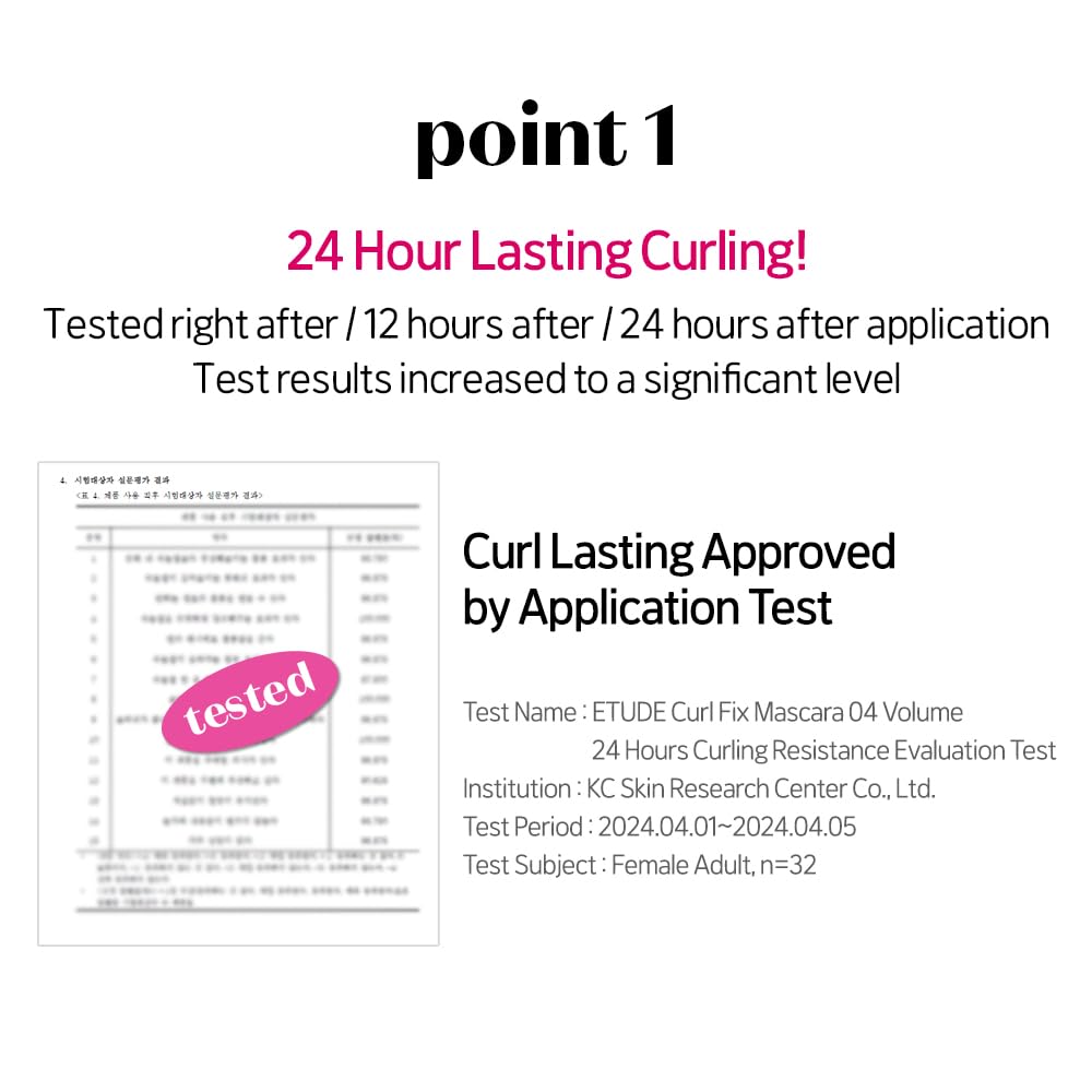 ETUDE Curl Fix Mascara Volume 1+1 Set – Waterproof, 24-Hour Curl, Dense Volume, Vegan Certified