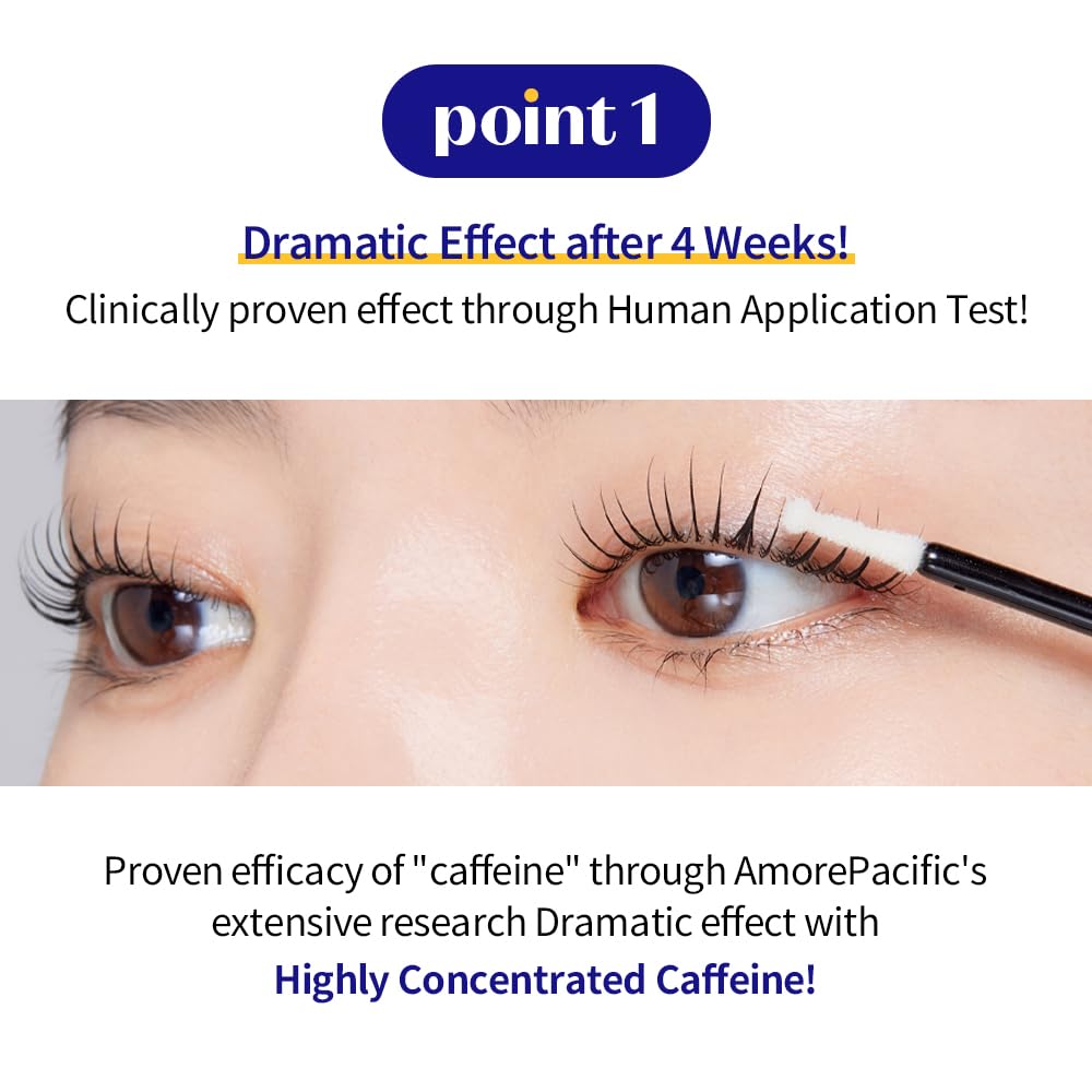 ETUDE Power Eyelash Ampoule 1+1 Set – Lash & Brow Treatment with Caffeine, Ultra Slim Tip