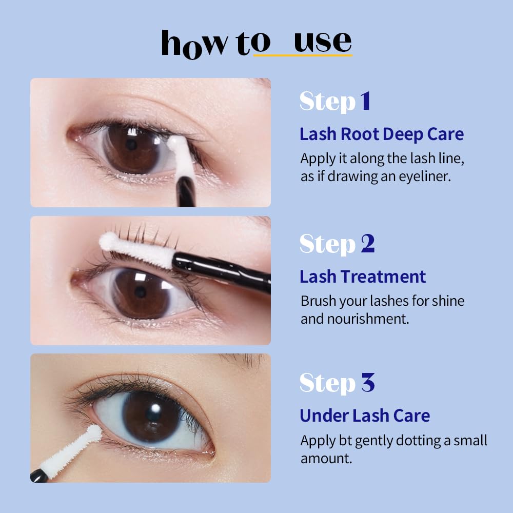 ETUDE Power Eyelash Ampoule 1+1 Set – Lash & Brow Treatment with Caffeine, Ultra Slim Tip