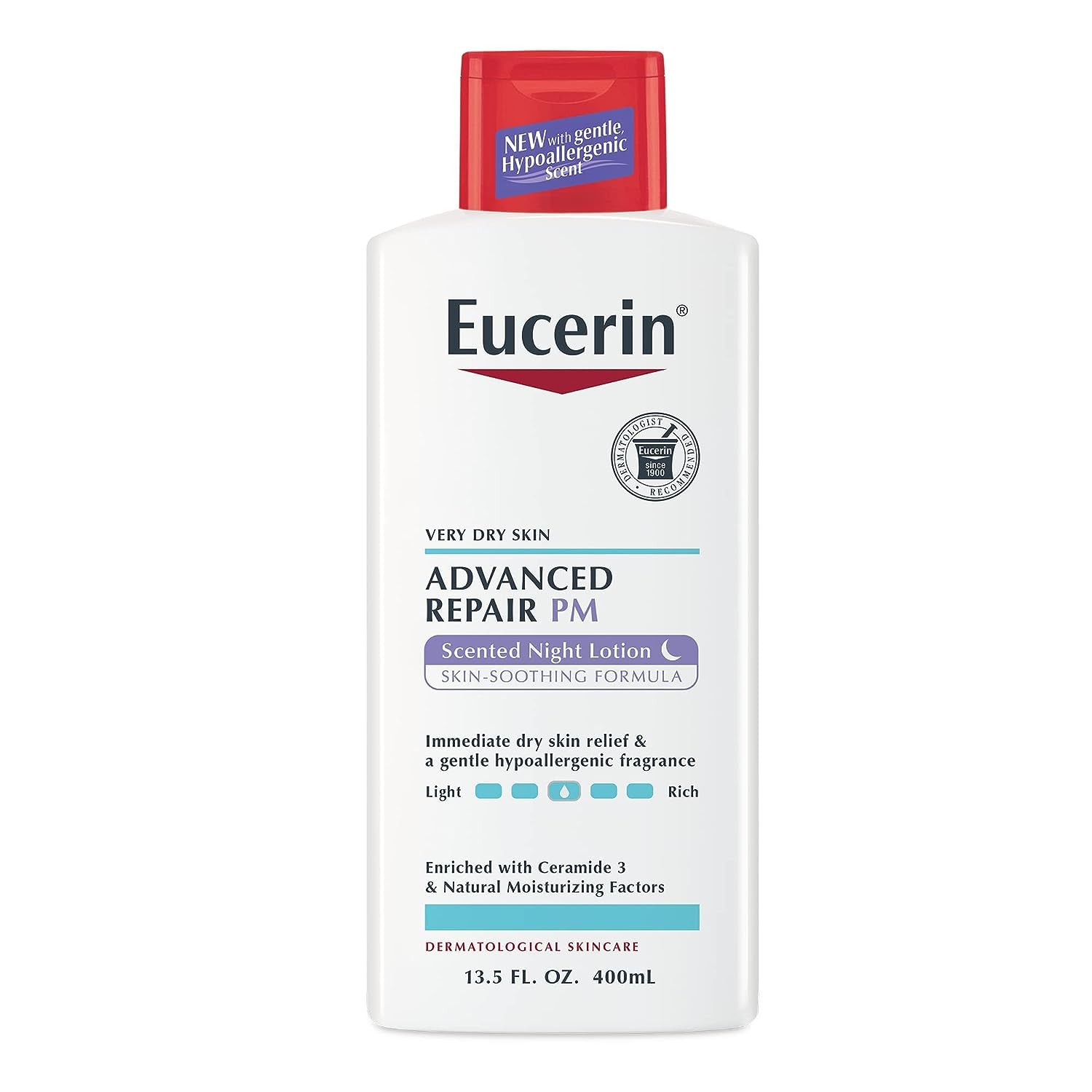 Eucerin Advanced Repair Scented Night Lotion – 48-Hour Moisture, Hypoallergenic Scent, 13.5 oz