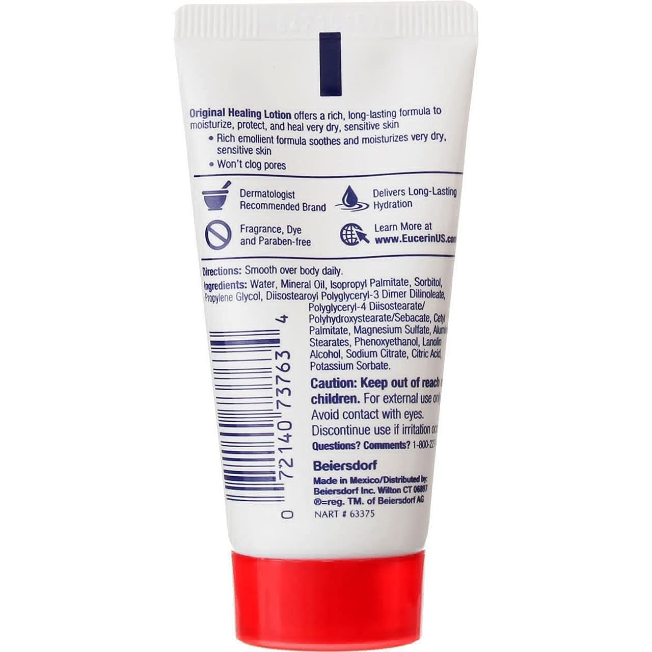 Eucerin Original Moisturizing Lotion 1 oz – Pack of 2 | Fragrance-Free Hydration for Very Dry and Sensitive Skin