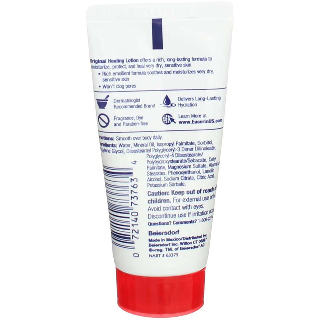 Eucerin Original Moisturizing Lotion 1 oz – Pack of 2 | Fragrance-Free Hydration for Very Dry and Sensitive Skin