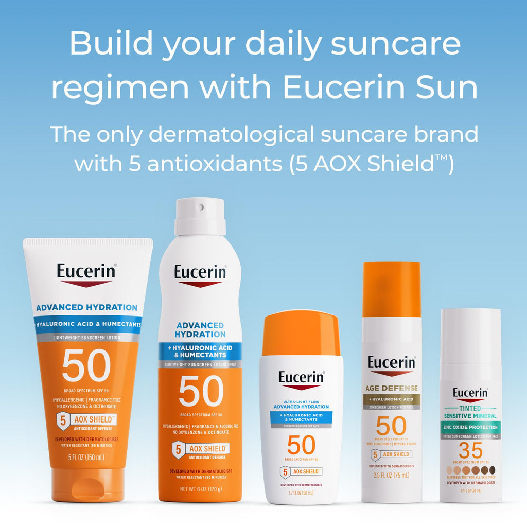 Eucerin Sun Age Defense SPF 50 Face Sunscreen – Hyaluronic Acid, Fragrance-Free