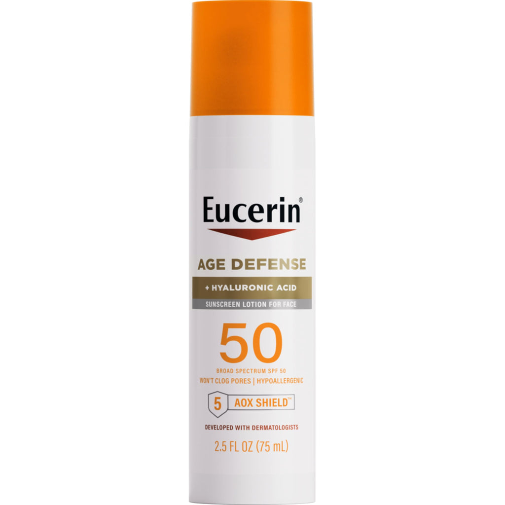 Eucerin Sun Age Defense SPF 50 Face Sunscreen – Hyaluronic Acid, Fragrance-Free