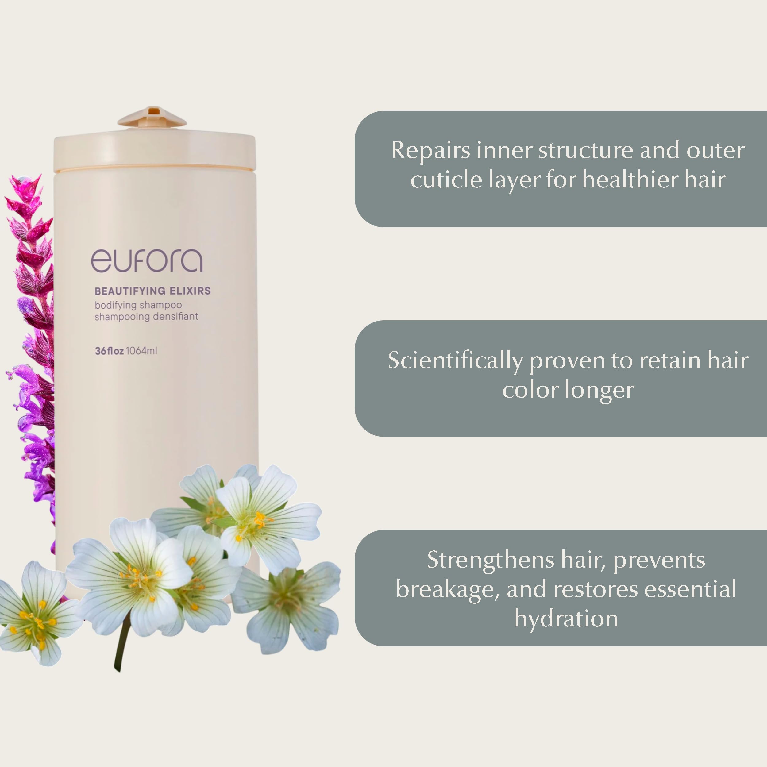 Eufora Beautifying Elixirs Bodifying Shampoo 36 oz | Color Safe & Sulfate-Free