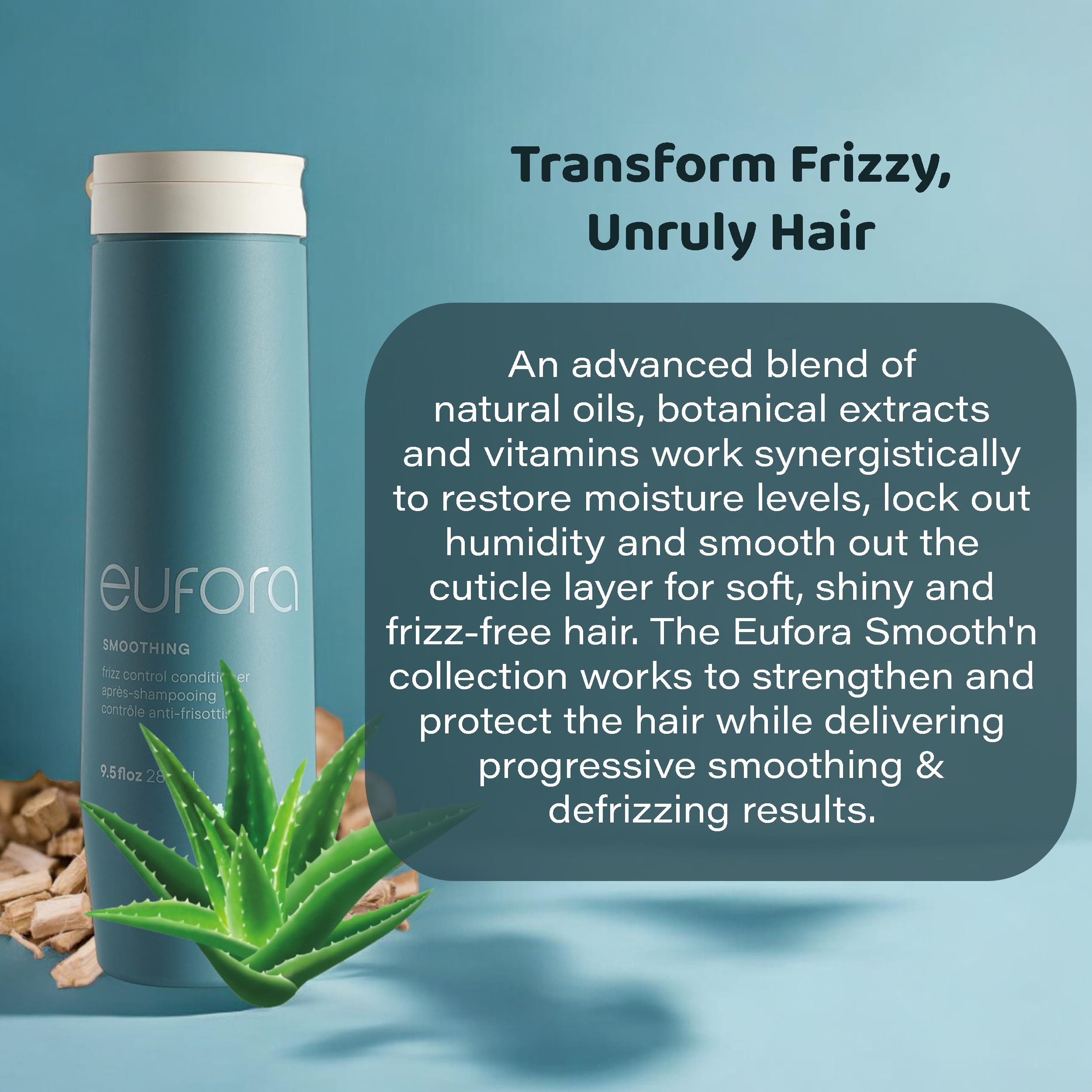 Eufora Smoothing Frizz Control Conditioner – 9.5 oz | Frizz & Humidity Defense for Curly Hair