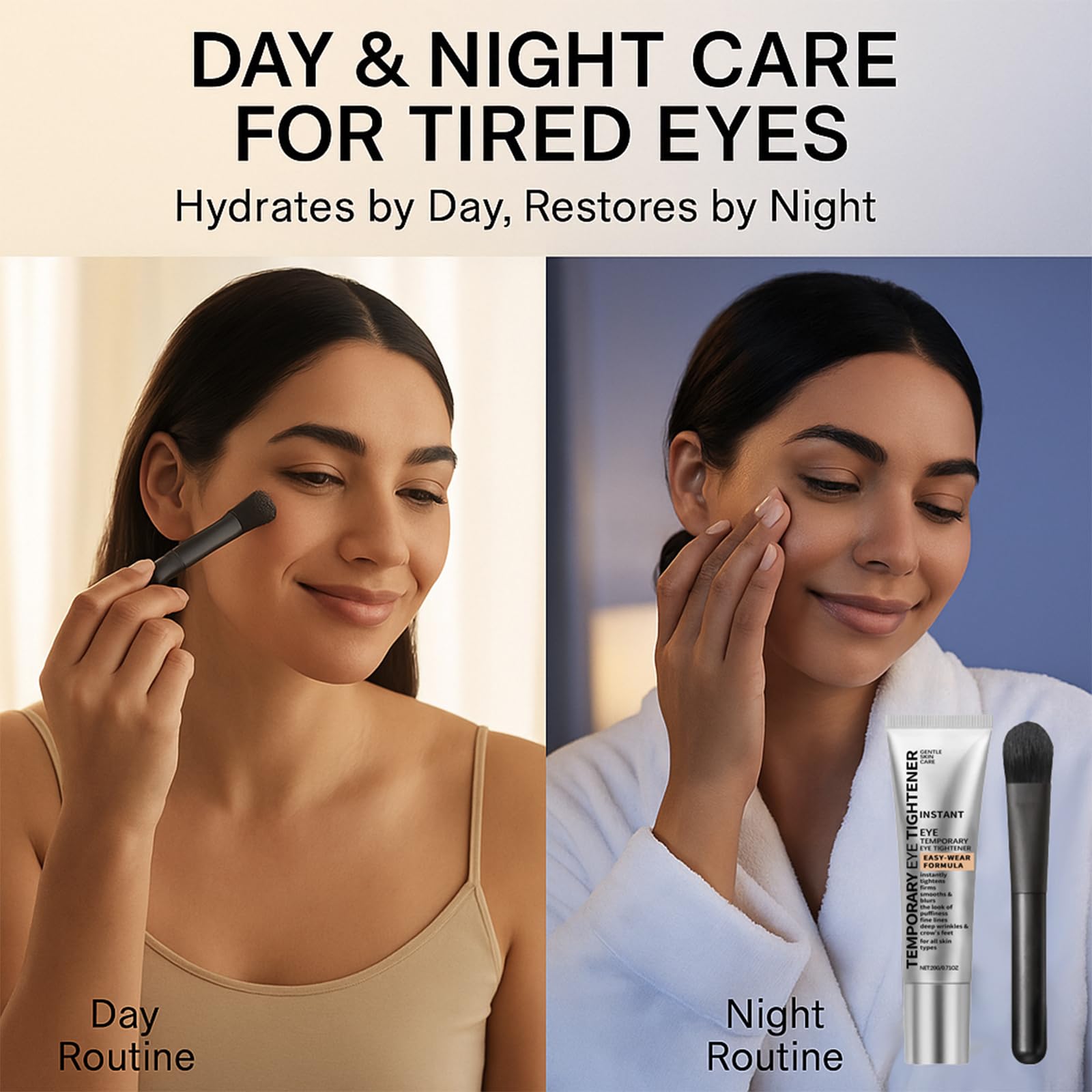 Euralissea Perfection Eye Tightener Cream – 2PCS with 2 Brushes | Instant Firming for Puffiness, Fine Lines & Wrinkles