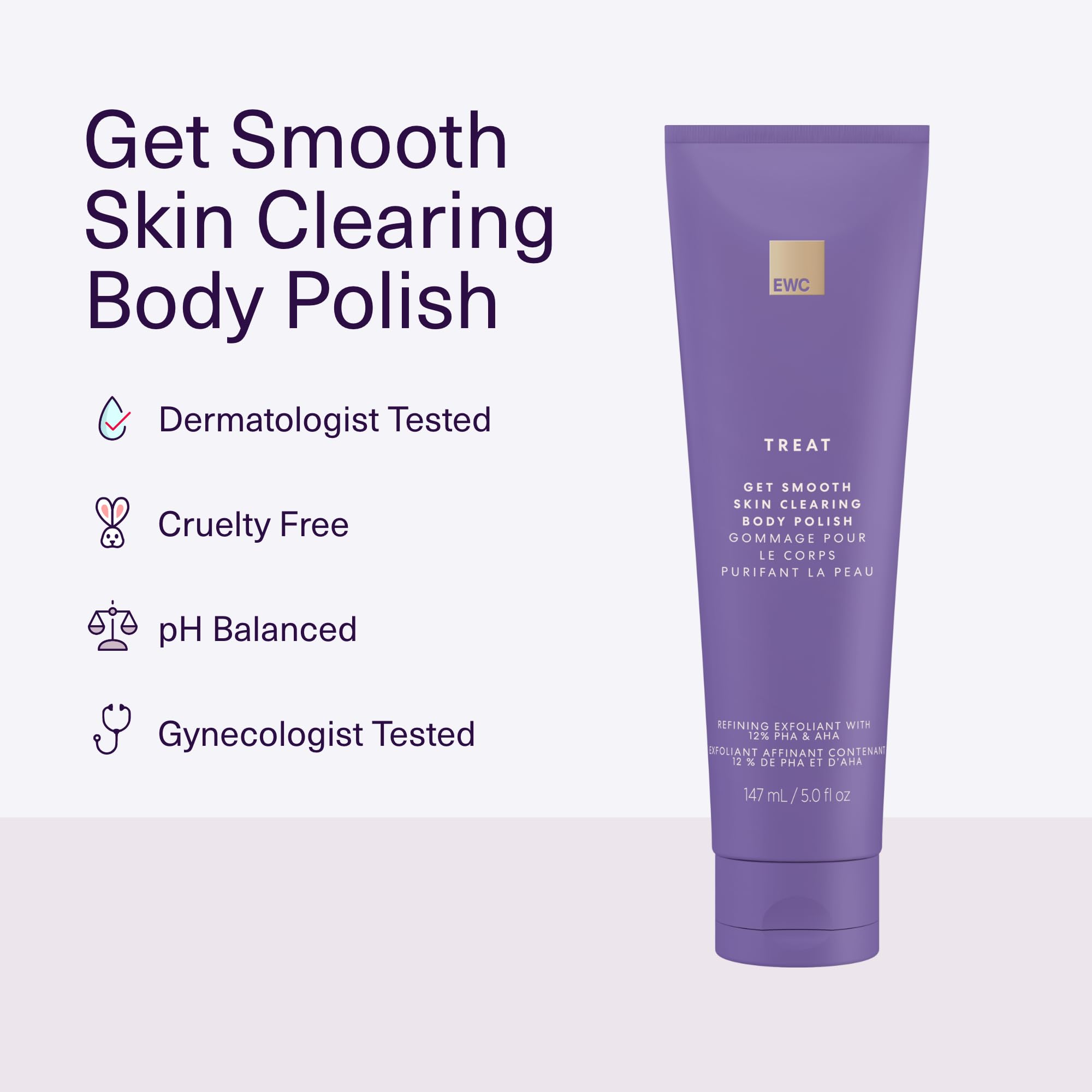 European Wax Center Get Smooth Skin Clearing Body Polish – Exfoliating Scrub with PHA, Glycolic & Lactic Acid