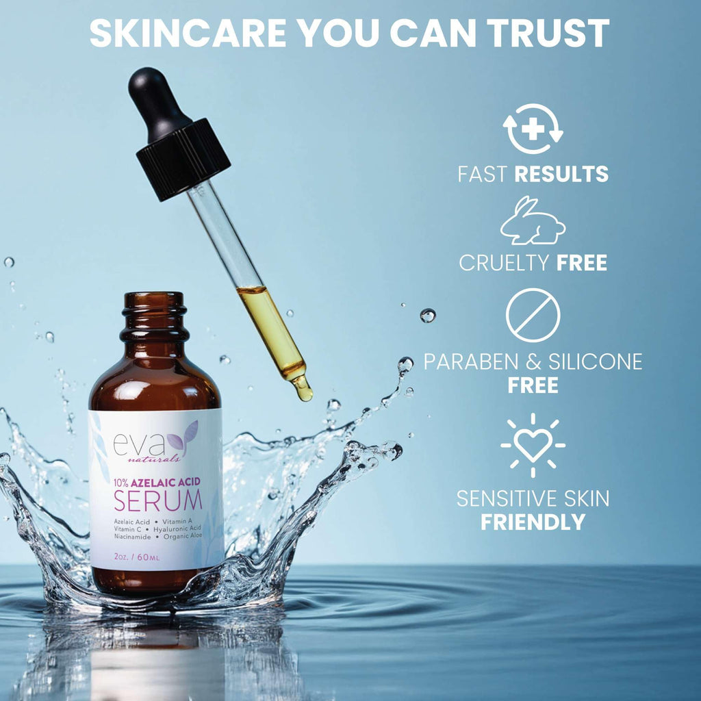Eva Naturals Azelaic Acid 10% Serum – 2 oz (2 Pack) with Niacinamide & Hyaluronic Acid | Lightweight Facial Serum