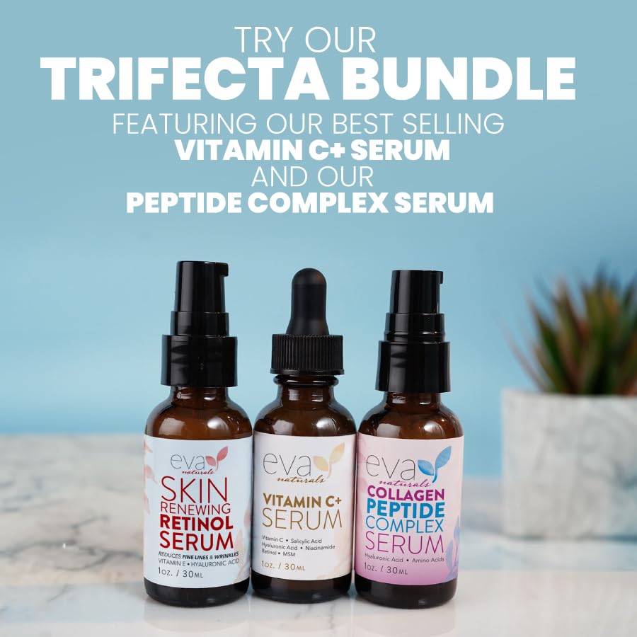 Eva Naturals Facelift in a Bottle Serum Set – Vitamin C, Retinol & Eye Gel for Face, Eyes & Neck