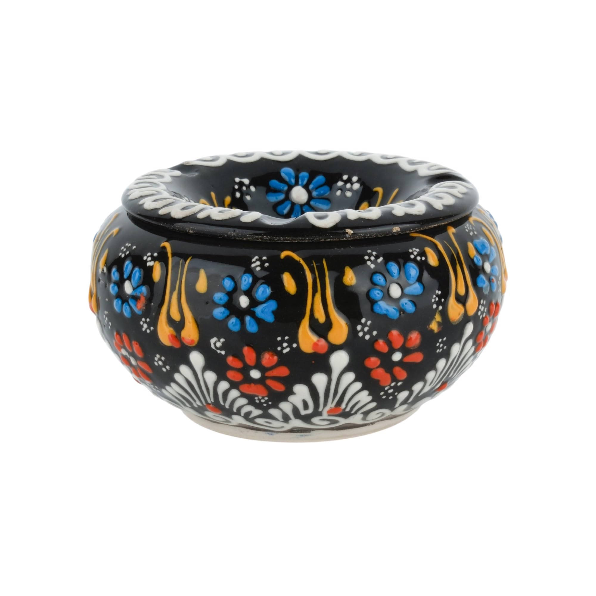 EVANILIFE Decorative Ceramic Jar with Windproof Lid – Turkish Decor (Black)
