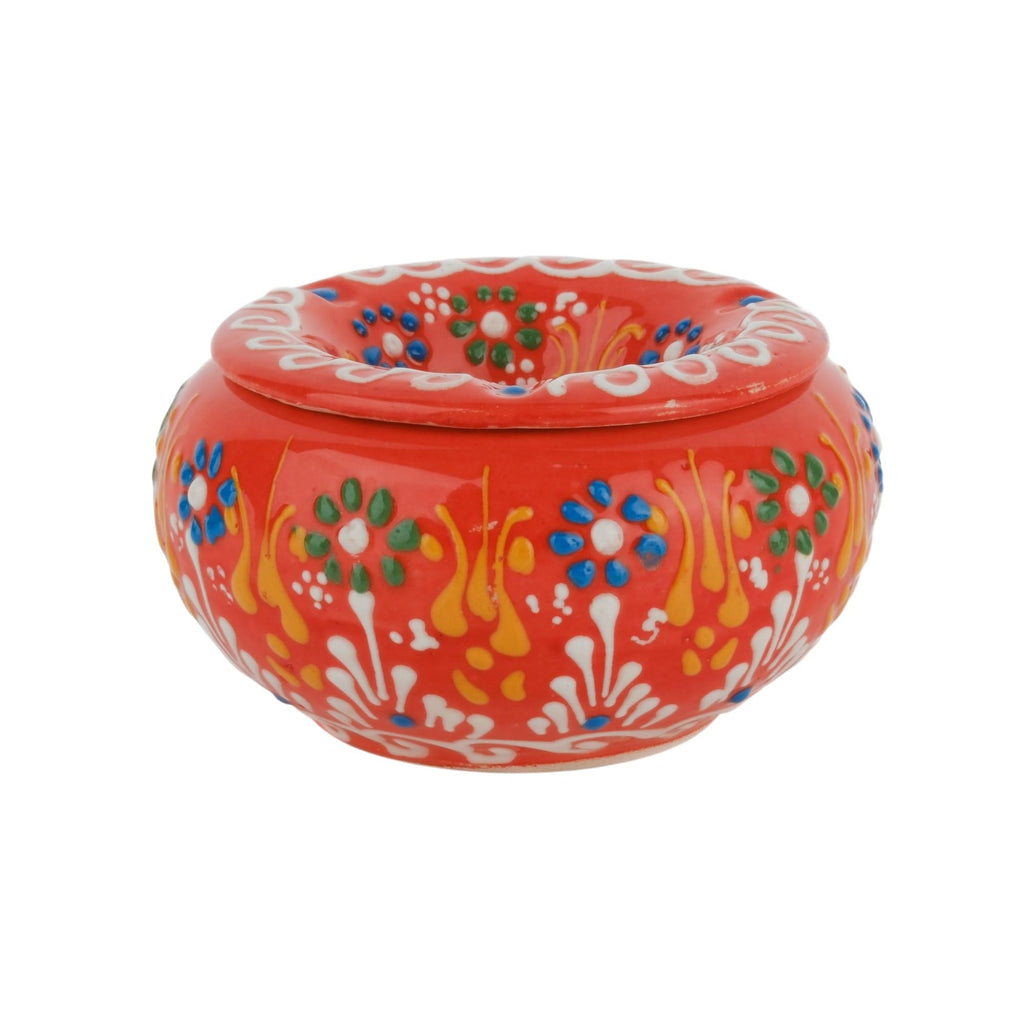 EVANILIFE Decorative Ceramic Jar with Windproof Lid – Handmade Turkish Orange Home Decor