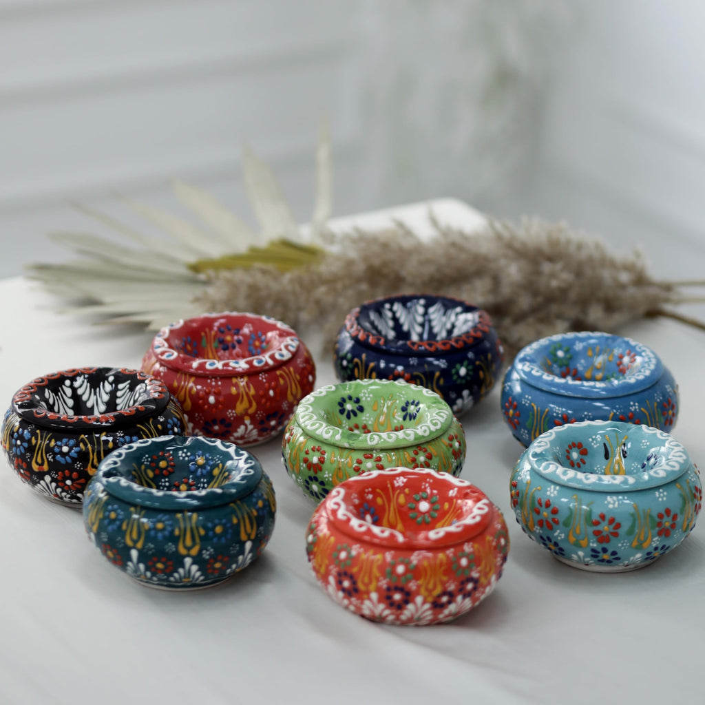 EVANILIFE Decorative Ceramic Jar with Windproof Lid – Turkish Decor (Black)