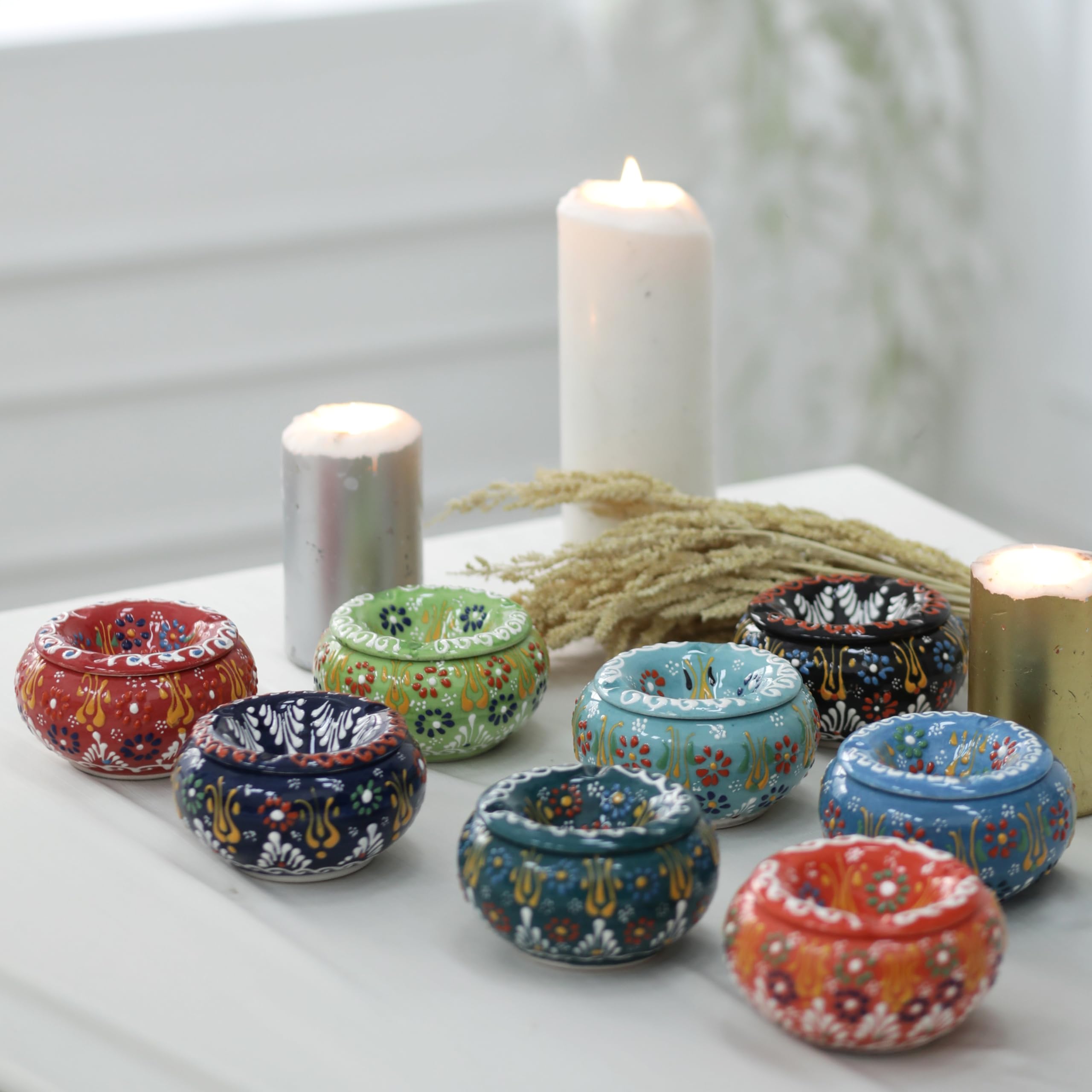 EVANILIFE Decorative Ceramic Jar with Windproof Lid – Turkish Decor (Black)