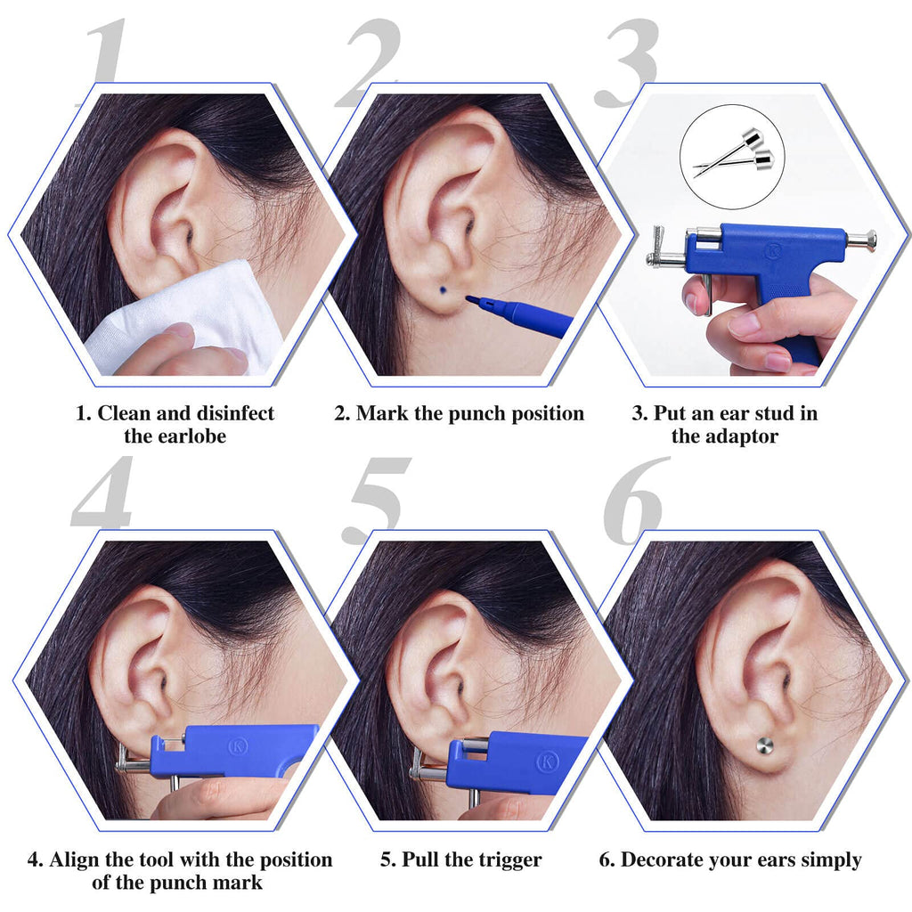 Evatage Reusable Ear Piercing Gun Kit – At-Home Professional Piercing Tool with Stainless Steel Studs