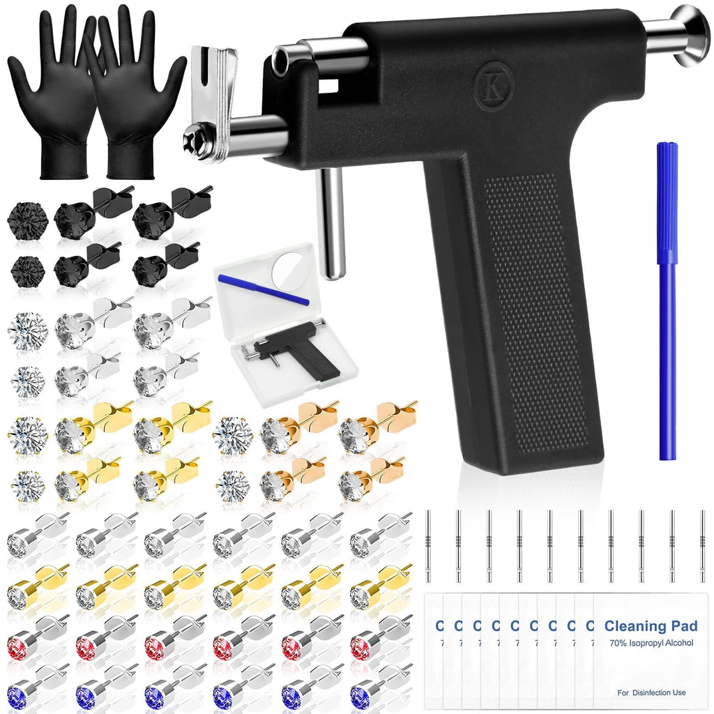 Evatage Reusable Ear Piercing Gun Kit — At Home Piercing Tool Set with Crystal Stud Earrings