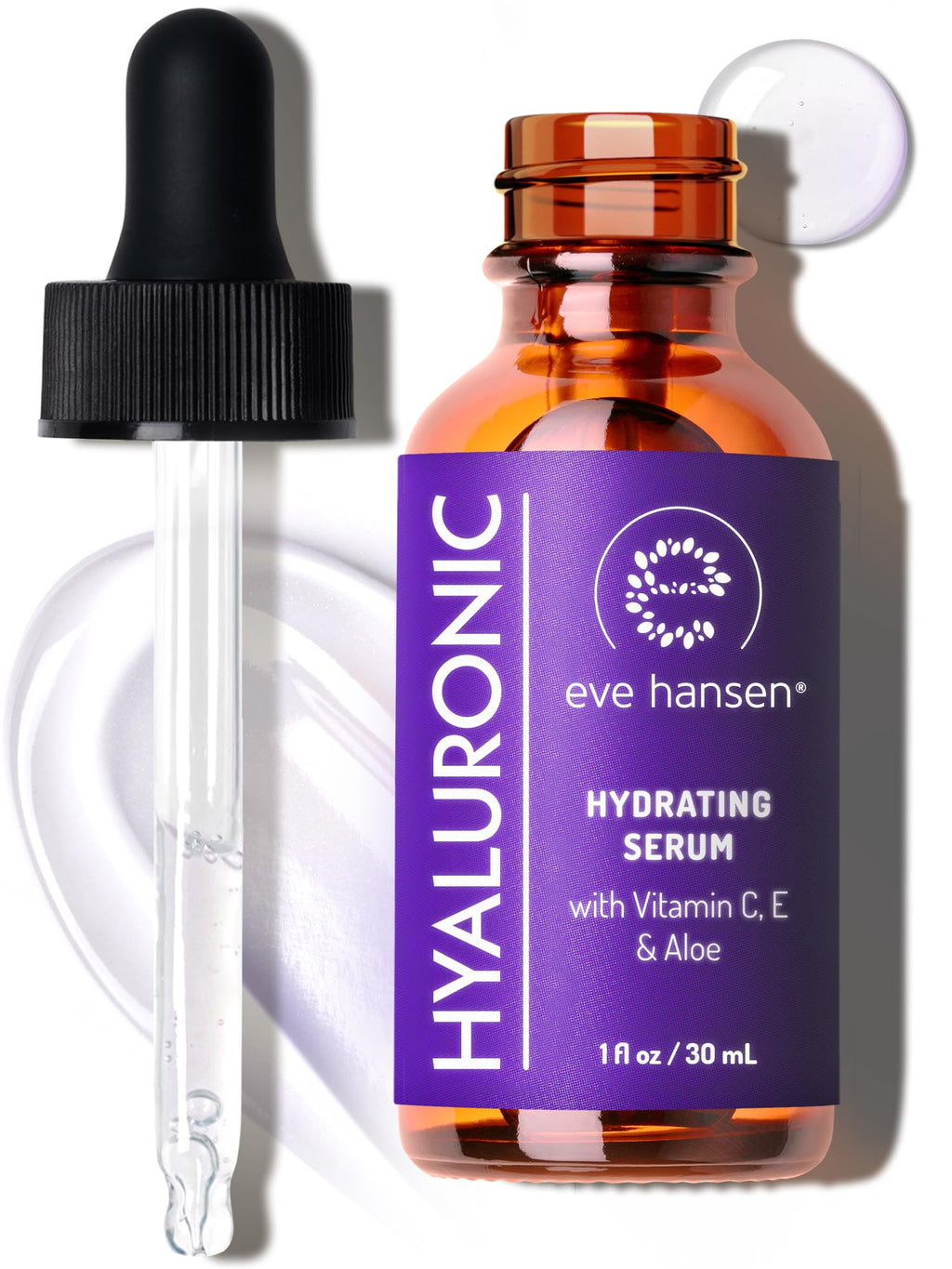 Eve Hansen Hydrating Hyaluronic Serum with Vitamin C, E & Green Tea | 72% Organic, Anti-Wrinkle