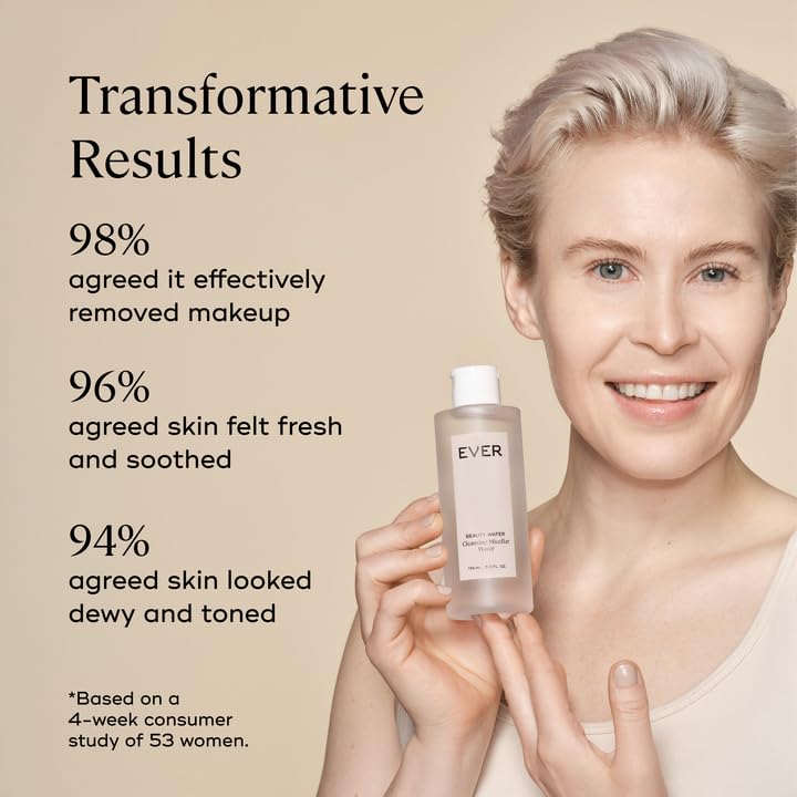EVER Beauty Water Micellar Cleanser – Rose Water, Probiotics & Lactic Acid (5.9 fl oz)
