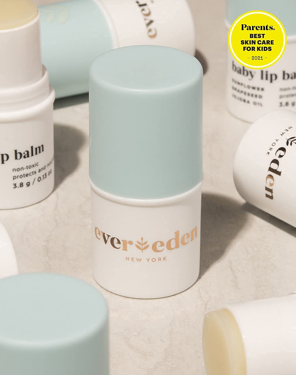 Evereden Baby Lip Balm, 0.14 oz — Clean, Non-Toxic, Fragrance-Free (Pack of 2)