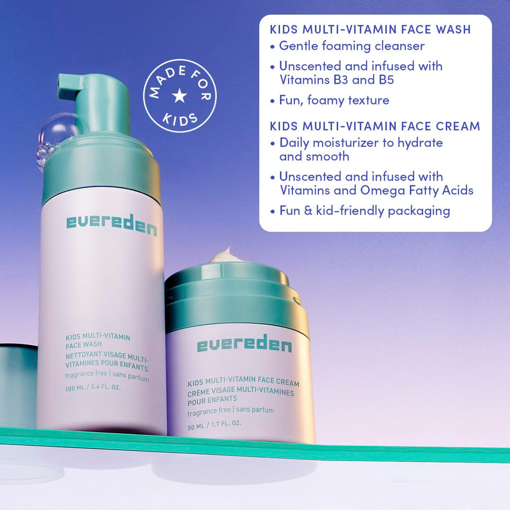 Evereden Fragrance-Free Kids Happy Face Duo – Unscented Wash & Cream