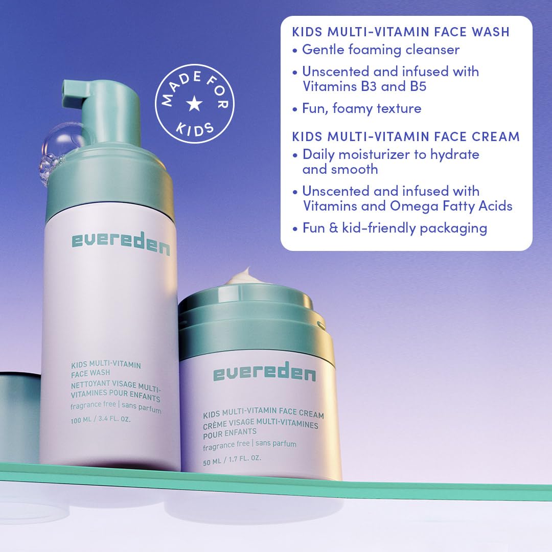 Evereden Fragrance-Free Kids Happy Face Duo – Unscented Wash & Cream