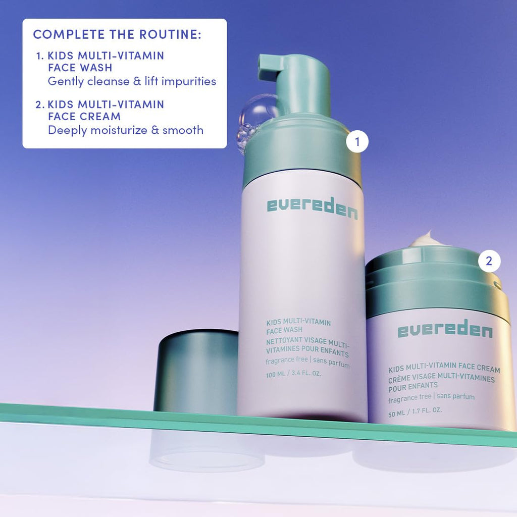 Evereden Fragrance Free Kids Face Wash – 3.4 oz | Gentle Unscented Cleanser for Sensitive Skin