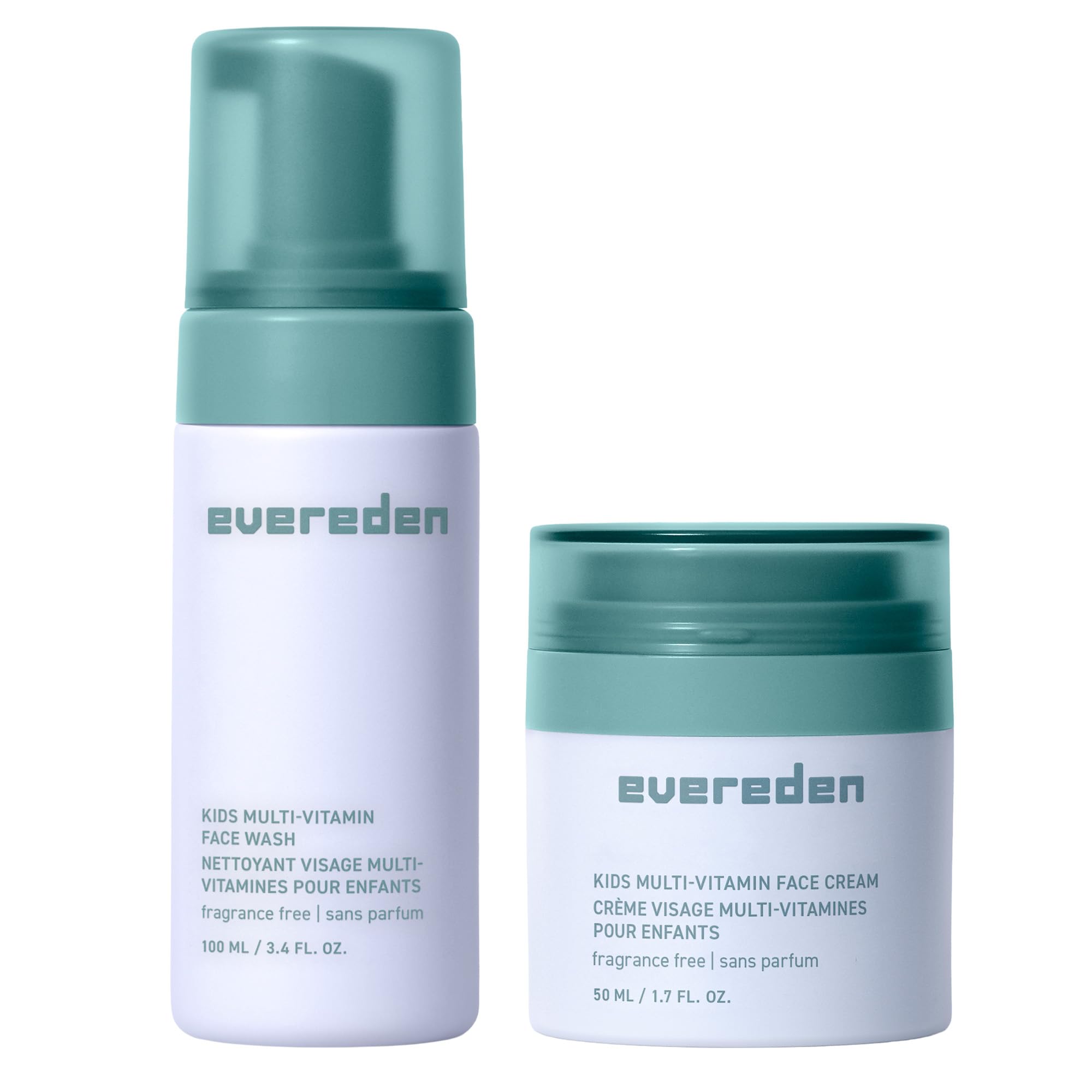 Evereden Fragrance-Free Kids Happy Face Duo – Unscented Wash & Cream