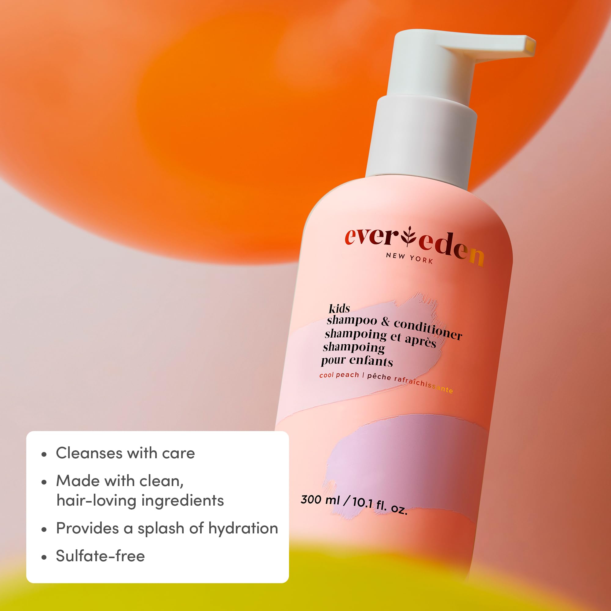 Evereden Kids 2-in-1 Shampoo & Conditioner – Cool Peach, 8.5 fl oz | Gentle, Vegan Care for Kids