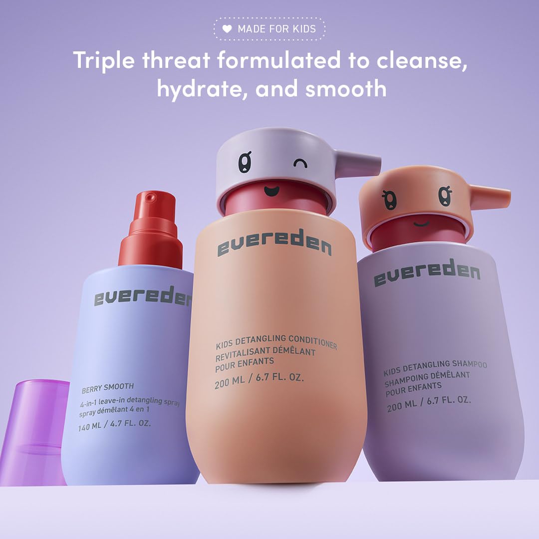 Evereden Kids Complete Haircare Set — Detangling Shampoo, Conditioner & Brush (Ages 3+)