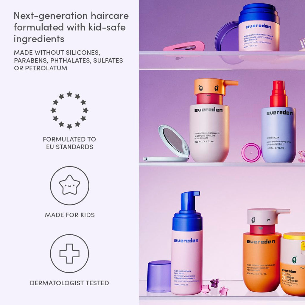 Evereden Kids Complete Haircare Set — Detangling Shampoo, Conditioner & Brush (Ages 3+)