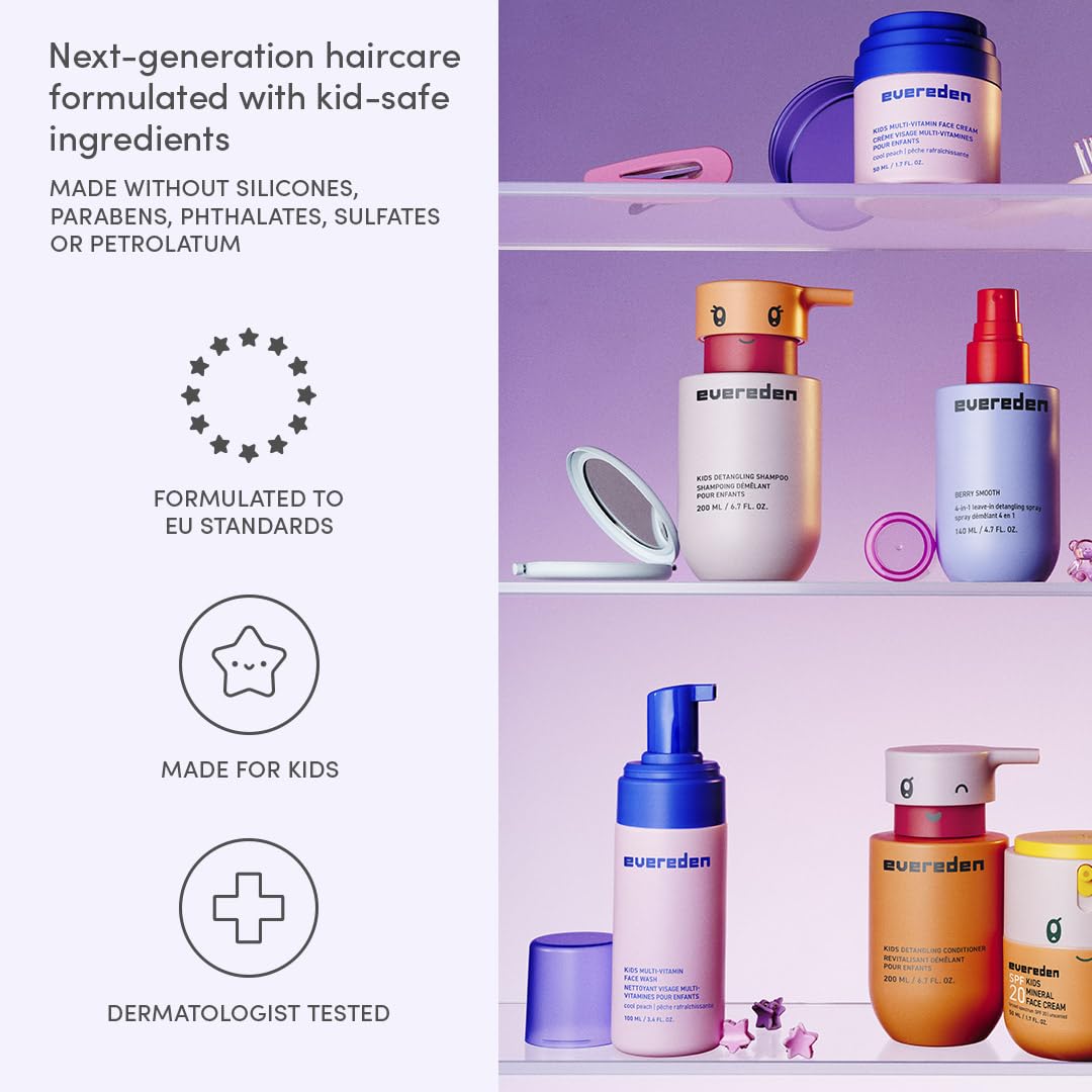 Evereden Kids Complete Haircare Set — Detangling Shampoo, Conditioner & Brush (Ages 3+)