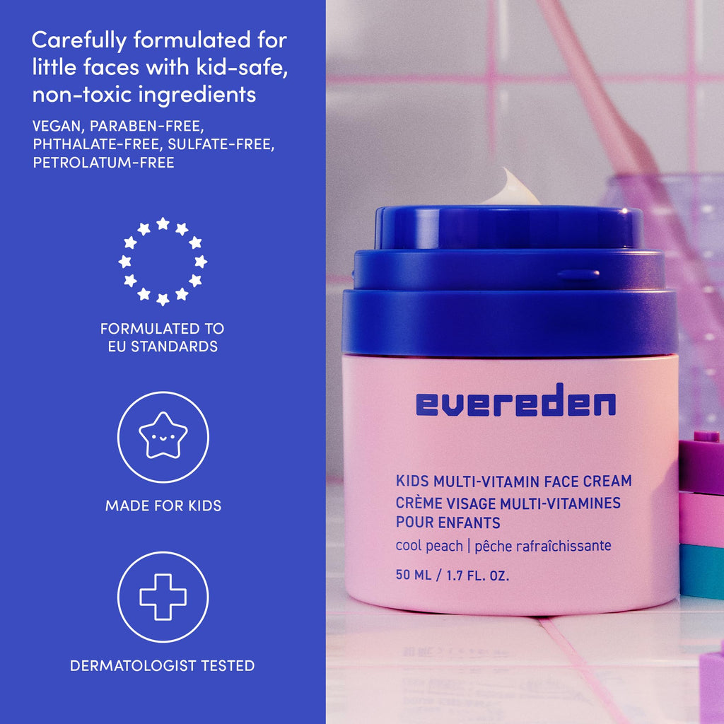 Evereden Kids Face Cream: Cool Peach, 1.7 oz – Clean, Non-Toxic Kids Moisturizer | Pack of 2