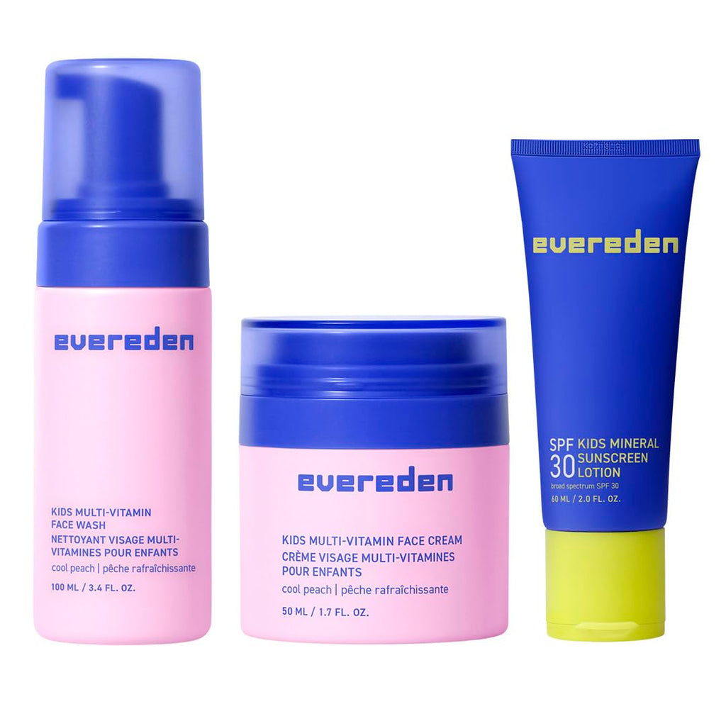 Evereden Kids Daily 1-2-3 Routine Bundle – Clean, Vegan Skincare for Kids with SPF 30 Mineral Sunscreen