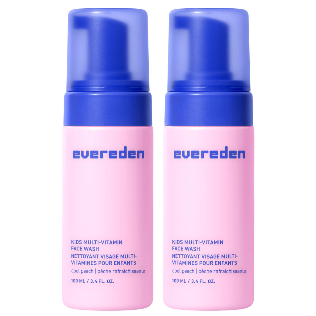 Evereden Kids Face Wash: Cool Peach – Gentle, Non-Toxic Multi-Vitamin Cleanser (Pack of 2) | 3.4 fl oz