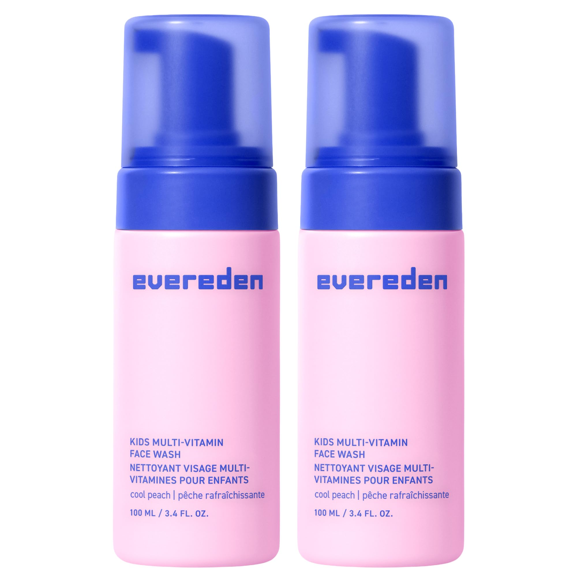 Evereden Kids Face Wash: Cool Peach – Gentle, Non-Toxic Multi-Vitamin Cleanser (Pack of 2) | 3.4 fl oz