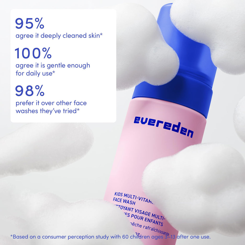 Evereden Kids Face Wash: Cool Peach – Gentle, Non-Toxic Multi-Vitamin Cleanser (Pack of 2) | 3.4 fl oz